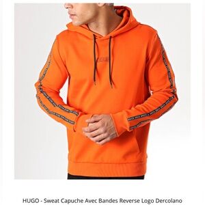 Men’s HUGO Dercolano hoodie-Hugo Boss Collection-Orange- Size Large